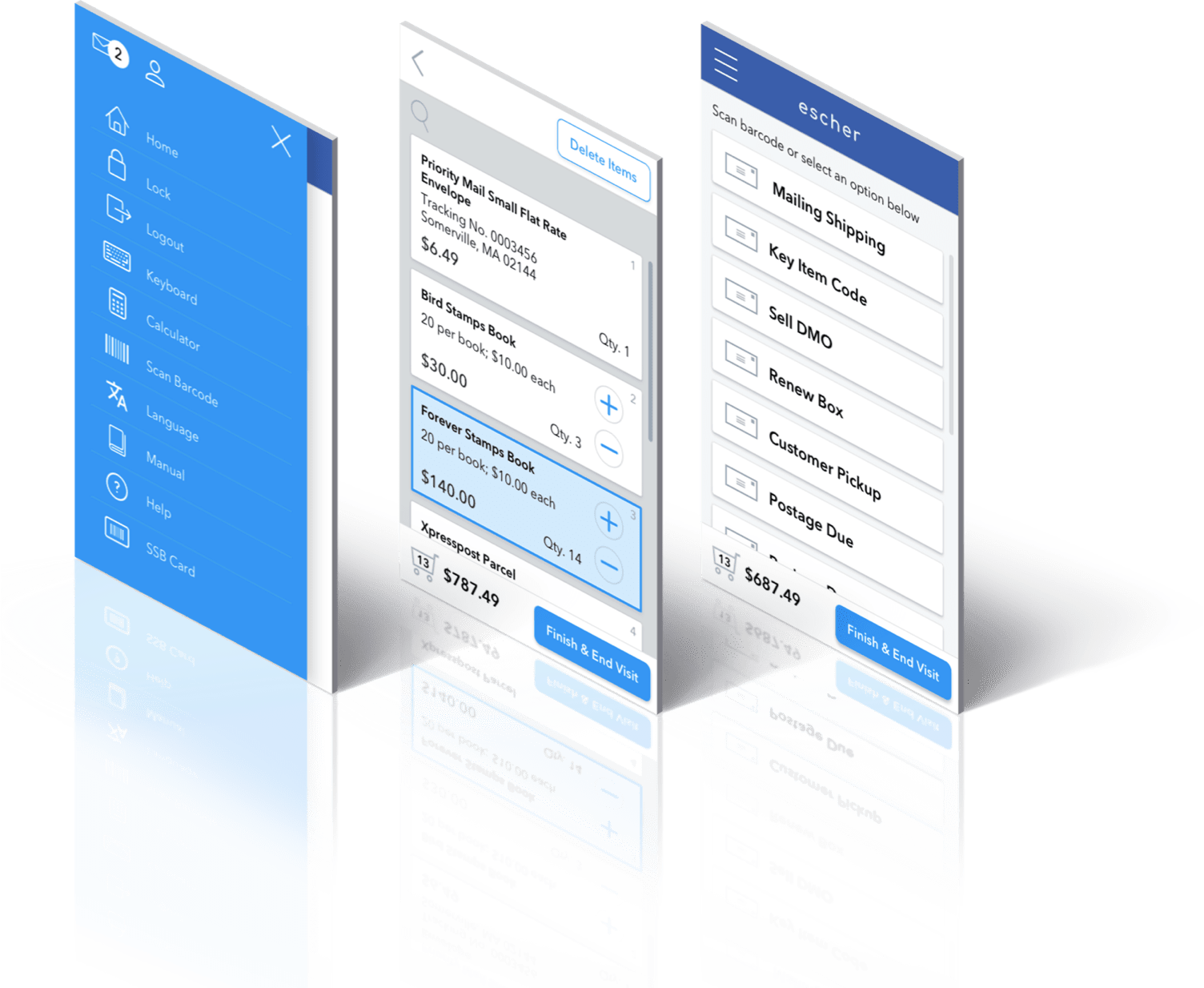 Screenshots of Escher mobile