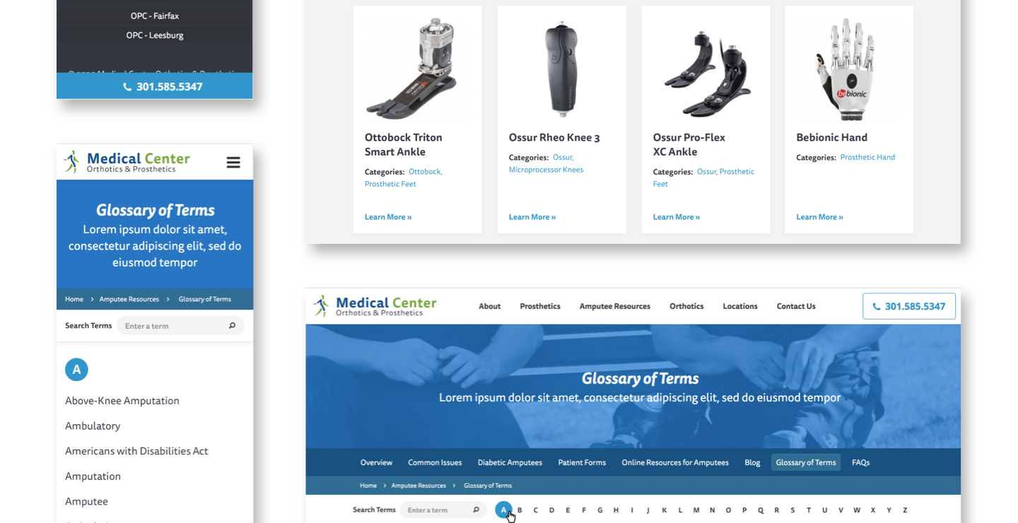 Close-up shot of the MCOP website's Technology page with a Glossary of Terms listing displayed on the left side