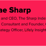 Graphic of Janae Sharp's Bio. On the left is her headshot and on the right is her bio: Founder and CEO, The Sharp Index; Principal Consultant and Founder, Coherence Medical; Chief Strategy Officer, Lifely Insights.