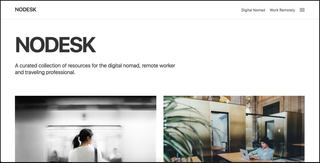 Nodesk homepage with the hero text